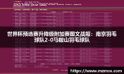 世界杯预选赛升降级附加赛图文战报：南京羽毛球队2-0马鞍山羽毛球队
